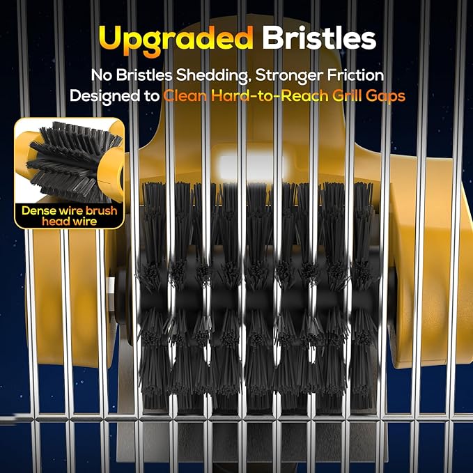 Grill Brush – Electric Grill Brush for Outdoor with 700 RPM Stainless Roller, Grill Cleaner Bristle Free, 90-Min Runtime，LED Light, 21V Rechargeable Grill Cleaning Tool for Gas & Charcoal Grills