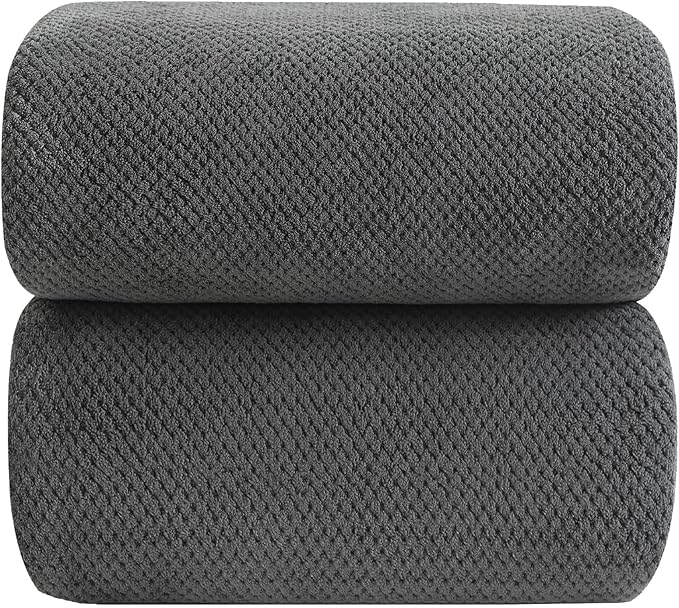 YTYC 39x78 Bath Sheets,Towels for Bathroom,Charcoal Grey,2-Pieces | Extra Large Bath Towels, Super Soft,Highly absorbent,Hanging Loop,Quick Drying,Light Weight,80% Polyester