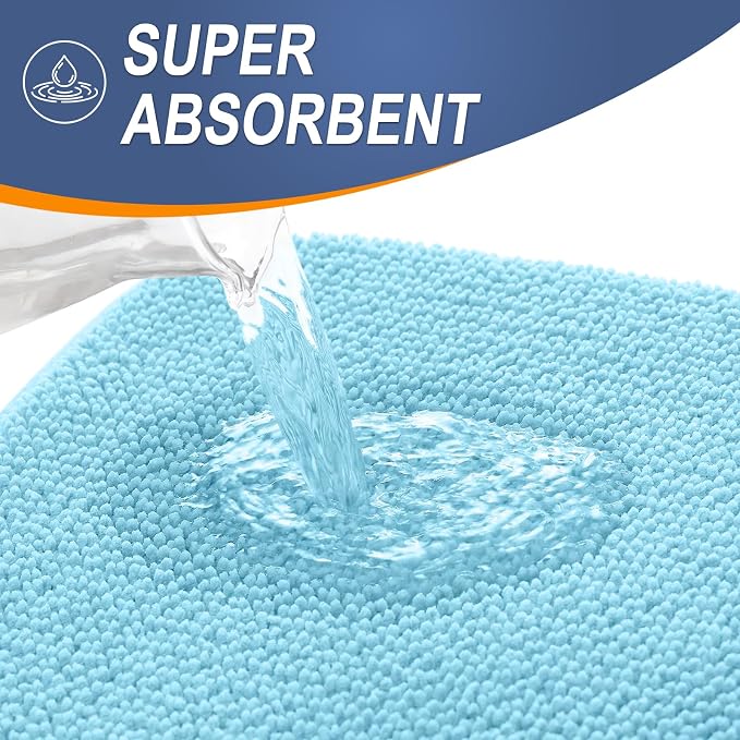 OLANLY Memory Foam Small Bathroom Rugs 24x16, Absorbent Bath Mat, Sky Blue | Soft Quick Dry Bath Mat Rugs, Non-Slip, Machine Washable Mat for Bathroom Floor, Tub and Shower, Home Decor Accessories