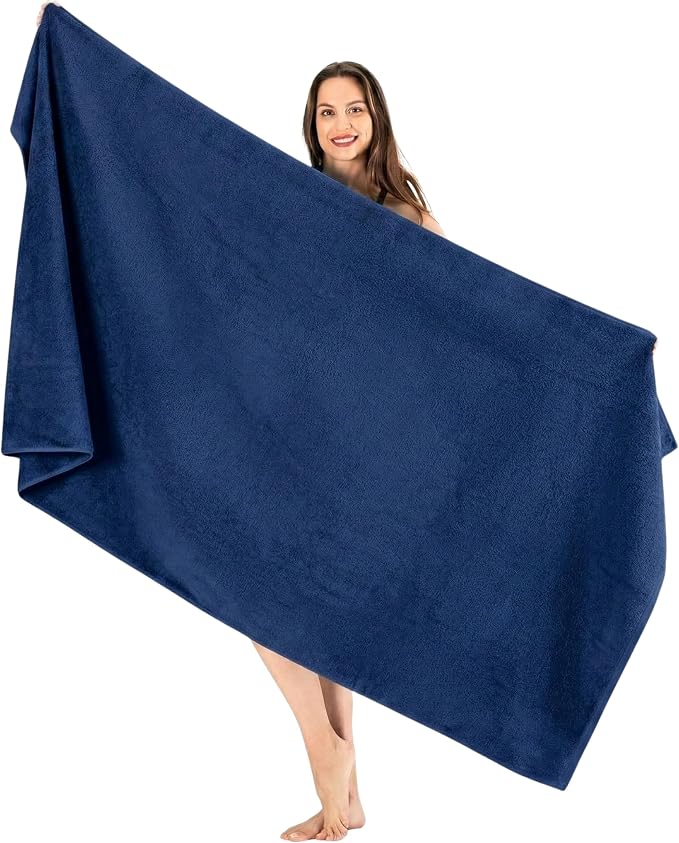 SALBAKOS Luxury 100% Turkish Cotton Bath Sheet 40x80 (1-Piece, Navy Blue) | Extra Large Jumbo Oversized Bathroom and Beach Towel, Super Soft Highly Absorbent Thick Premium Hotel Quality, Made in Turkey