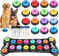 Dog Buttons for Communication,16 Pcs Talking Button Set with 30s Recordable Voice Pet Training Buzzers with Mat & 2 Stickers, Talking Buttons for Dogs & Cats (Batteries Not Included)