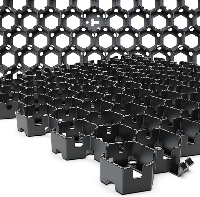 Standartpark Vodaland Permeable Pavers - HexPave Grass & Gravel Permeable Paver System - 100% Recycled PPE Plastic Pavers, Handles 27,000 lbs, 1" Depth, 975 s.f / 330 Units
