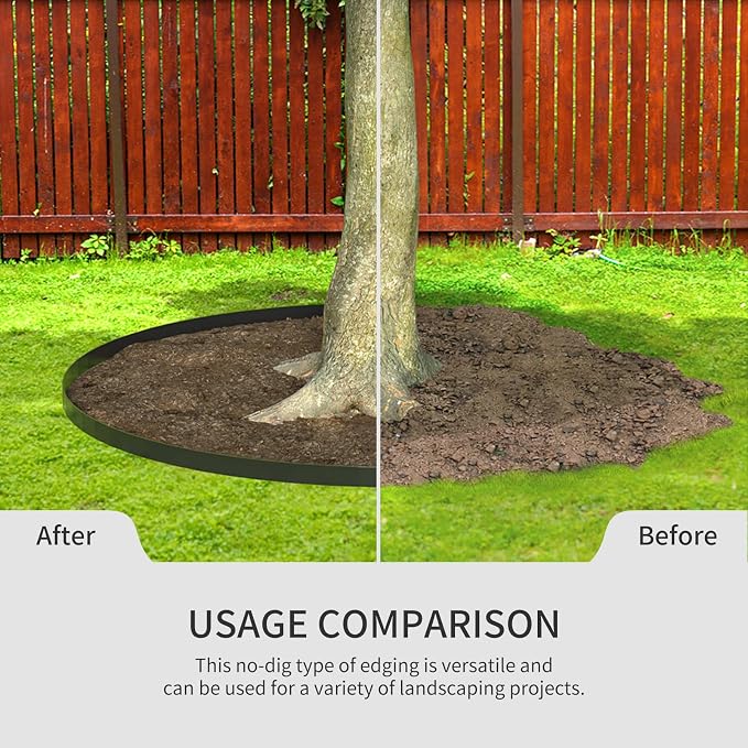 102FT Landscape Edging 3 in Tall with 110 Spikes, Garden Edging Border and 1 Hammer, Plastic Landscape Edging Border Lawn Edging for Landscaping, Flower Beds, Yard