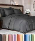 Duvet Cover Full Size Set - Extra Soft Full Duvet Cover 80" x 90" with 2 Pillow Shams for Women, Men, Kids & Teens - Hotel Luxury, Easy-Care w/ Zipper Closures & Ties - Comfy & Breathable (Charcoal)