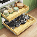 Pull Out Cabinet Organizer, Soft Close Wooden Slide Out Drawers for Pots and Pans, Full-extension Roll Out Shelves for Kitchen Cabinets, Pantry Organization, Bottom & Side Mount(26"W X 21"D x 3.4''H)