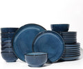 Pokini 24 Piece Dinnerware Sets for 8, Modern Stoneware Plates and Bowls Setst, Perfect for Family Gatherings & Holiday Celebrations, Easy Cleaning Dishes Set, Stack Compactly Dishware, Starry Blue