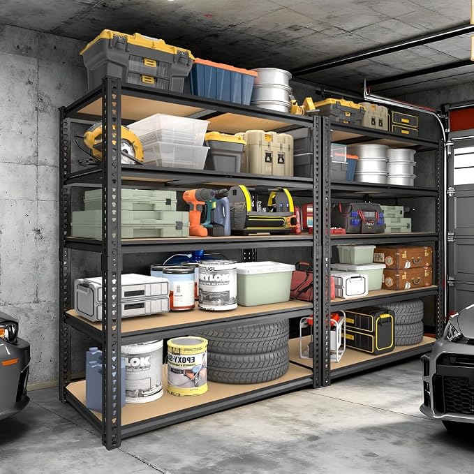 Garage Racks for Storage，5-Tier Adjustable Garage Shelving Storage Shelves,2400LBS Capacity Heavy Duty Shelving for Carport Warehouse Basement,72" H x40 W x20 D