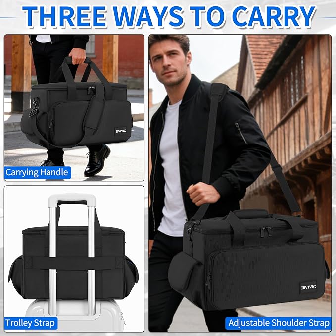 IBVIVIC Cable File Bag With Adjustable Dividers Dj Gig Bag for Cables, Cords,DJ Gear,Sound Instrument and Accessories 16L x 11W x 12H inch, Blue