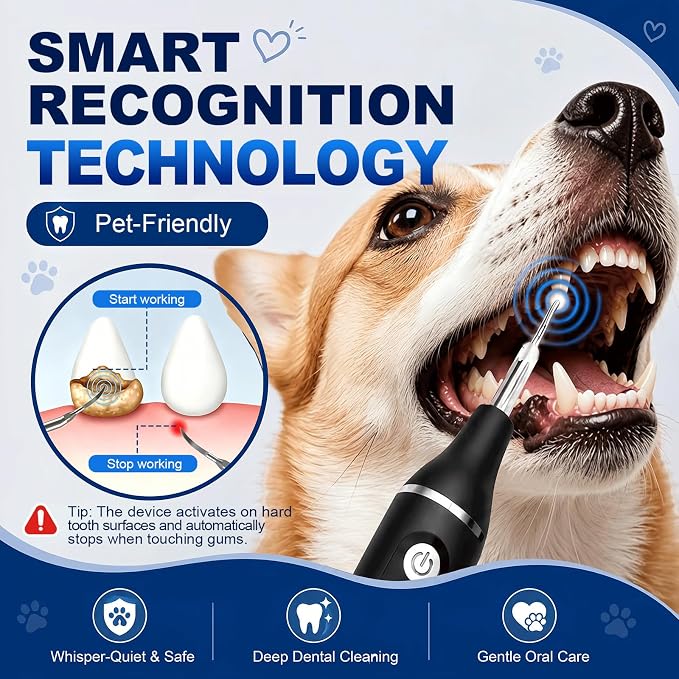Vtiisamao Plaque Remover for Teeth, Electric Pet Teeth Cleaning Kit with LED Light & 5 Adjustable Modes, Professional Dental Tools for Tartar and Stains Removal, Suitable for Dogs and Cats
