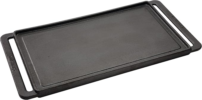 Cuisinart CCP-2000 Reversible Cast Iron Grill/Griddle Cookware Plate, Ribbed Grill & Smooth Flat Top Griddle and Cuisinart CSBK-400, Smashed Burger Kit, Cast Iron