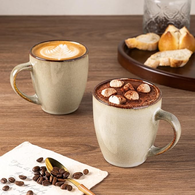 GBhome Ceramic Coffee Mugs Set of 6, 12oz Stoneware Coffee Mugs Set For Dad Mom Women MEN, Light Weight Coffee Cups for Latte/Tea/Beer/Hot Cocoa, Dishwasher & Microwave Safe