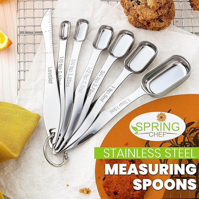 Spring Chef Baking Bundle - Ice Cream Scoop & Rectangular Measuring Spoons & Measuring Cups