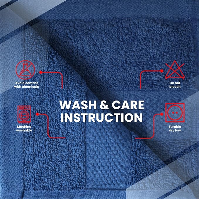 Infinitee Xclusives 100% Cotton Luxury Wash Cloths for Showering - 4 Pack | Washcloths [13x13] - Soft and Absorbent Face Towels for Bathroom Wash Clothes - Gym, Spa & Hotel Use
