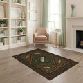 4'x6' Washable Area Rug Bass Lure Cabin Pinecone Hook Border Tackle Motif Fish Fishing Refined for Playroom, Bedroom, Reading Nook, Pet Friendly & Non-Slip