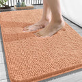 OLANLY Bathroom Rugs 34x21, Extra Soft Absorbent Chenille Bath Rugs, Rubber Backing Quick Dry, Machine Washable Bath Mats for Bathroom Floor, Tub and Shower, Home Decor Accessories, Peach