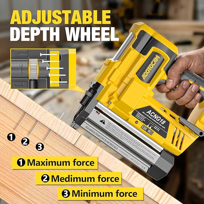 Cordless 2" Brad Nailer Compatible with DeWalt 20V Battery(No Battery), 2 in 1 Electric Nail Gun/Staple Gun,18GA Nail Gun Battery Powered with 1000 Nails/Staples for Woodworking & Home Improvement