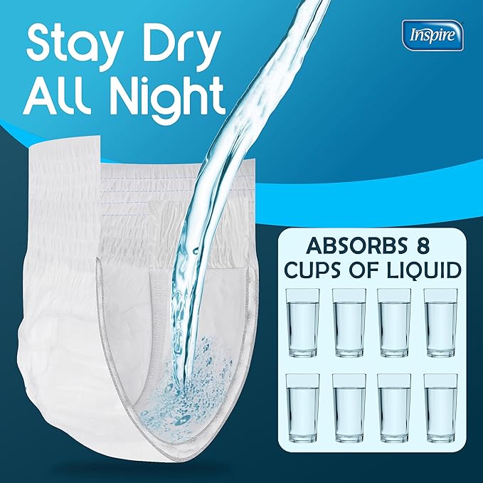 Inspire Adult Diapers Women or Men - MAX Absorbency | Our Most Absorbent and Dry, Incontinence Underwear for Women or Men | Leak Proof Diaper Overnight or Daytime for Heavy