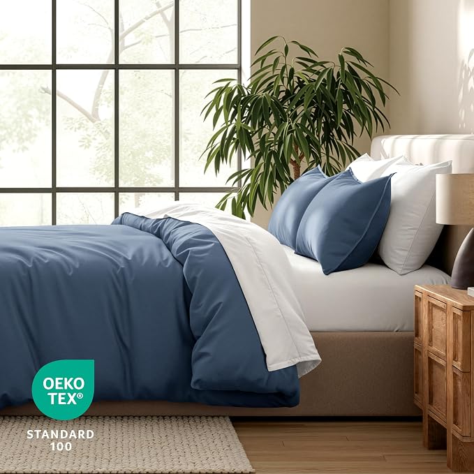 Bare Home Bedding Duvet Cover Queen Size - Premium 1800 Super Soft Collection - Lightweight, Cooling - Soft Breathable Bedding Duvet Cover (Queen, Bering Sea)