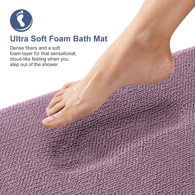 OLANLY Thick Memory Foam Bathroom Rugs 30x20, Absorbent Bath Mat, Deep Plum | Soft Quick Dry Bath Rugs Mats, Non-Slip, Machine Washable Carpet for Bathroom Floor, Tub and Shower, Home Decor Accessories