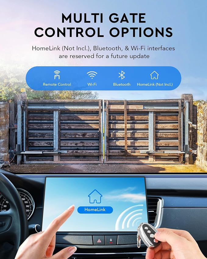 CO-Z Automatic Dual Swing Gate Opener Kit for Gates up to 1300 lb 36 ft | Includes Infrared Sensor, Remote Control, Custom Open/Close Time, and Solar Panel Compatibility (Solar Panels Not Included).