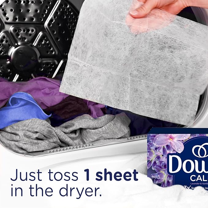 Downy Calm Mega Dryer Sheets, Large Fabric Softener Sheets for Laundry , Static Guard & Softness Boost, Laundry Dryer and Fabric Sheets, 180 Count