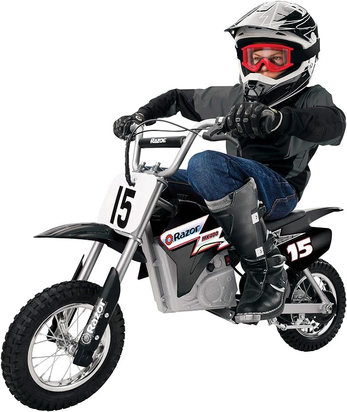 Razor Dirt Rocket Ride On 24V Electric Toy Motocross Motorcycle Dirt Bike, Speeds up to 14 MPH, 1 Black MX400 &1 Red MX350