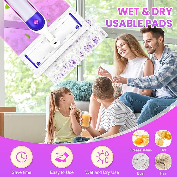 Pure Realm 40 Cout Power Mop Pads Refills for Powermop , Multi-Surface Disposablen swiffer Power Mop Pads，Unscented Spray Cleaning Repalcement Pads Refill