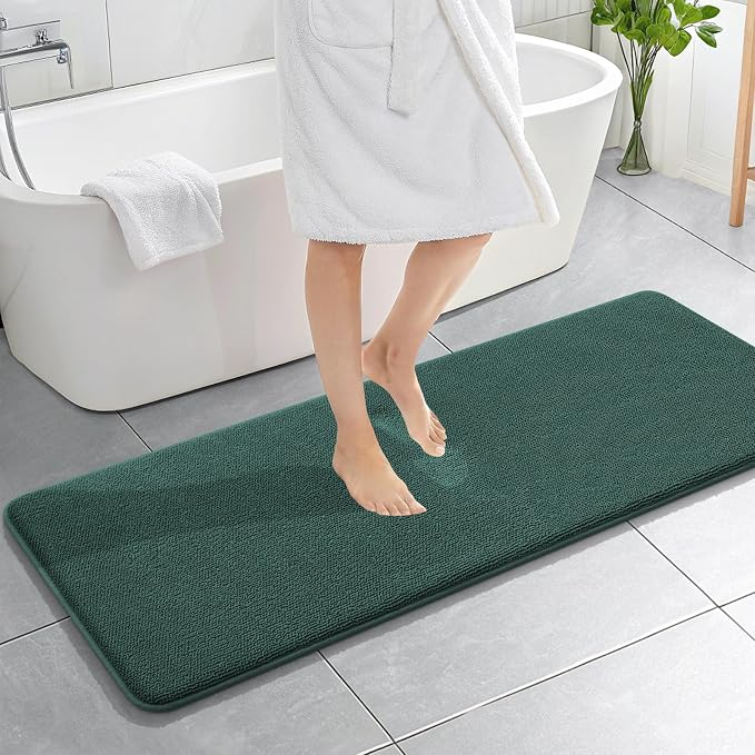 OLANLY Memory Foam Bathroom Runner Rugs 59x20, Long Mats, Blackish Green | Soft Quick Dry Bath Mats, Non-Slip, Absorbent Machine Washable Mat for Bathroom Floor, Tub and Shower, Home Decor Accessories