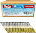 34-30 Degree 2-1/2 Inch Smooth Shank Paper Framing Nails,1000-Pack | 304 Stainless Steel D Head Tape Strip Nails for 30 to 34 Degree Framing Nailer,Fits Indoor and Outdoor Building Projects
