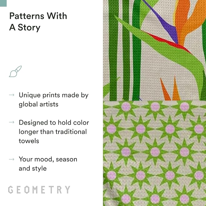 GEOMETRY Spring Kitchen Towels - Quick Dry Microfiber Cloth Spring & Summer Dish Towels for Kitchen Drying - Premium Quick Dry Towel - Paradise Play, 18" x 30" - 2-Pack