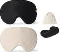 2-PACK Linen Eye Sleep Mask Oversized for sleeping • Organic Oeko-TEX Standard • Blackout Eye Shade cover • Adjustable strap • Breathable Travel Meditation Essential •Gift idea Woman Man (Black+Natur)