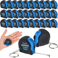 Kigeli 50 Pcs 6ft/2 Meter Mini Measuring Tape Keychains Small Measure Keychain Bulk Set Functional Mini Retractable Measuring Tape Keychains with Slide Lock for Engineer Crafter(Blue)