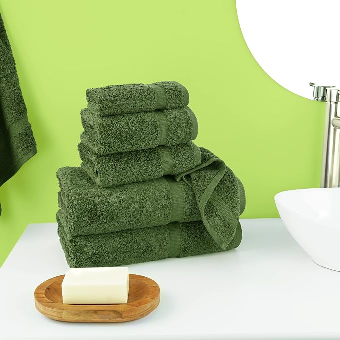 Chakir Turkish Linens Luxury Spa and Hotel Quality Premium Turkish Cotton 6-Piece Towel Set (2 x Bath Towels, 2 x Hand Towels, 2 x Washcloths)