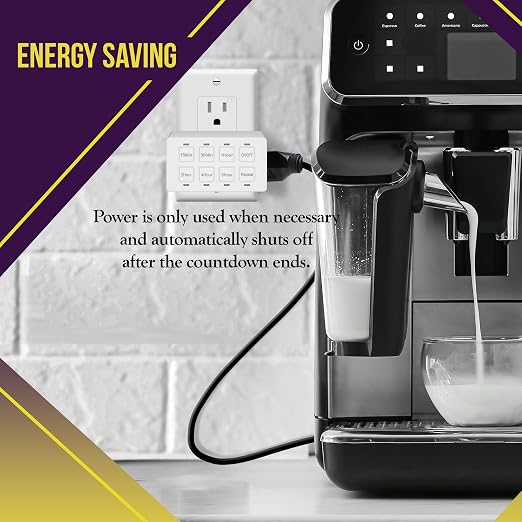 ENERLITES 8-Hour Indoor Countdown Plug-in Timer, UL Listed Timer for Electrical Outlets, 15-30 Min 1-2-4-8 Hour, for Fans or Lights, 1/4 HP, HET03-W, White