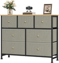 OLIXIS 7 Drawer Dresser for Bedroom, Tall Fabric Storage Tower with Sturdy Steel Frame and Wooden Top, Large Dresser for Living Room Entryway with Easy Pull Fabric Bins,Dark Green
