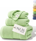 3 Packs Luxury Bath Towels Set, Ultra Soft Skin Bath Towel, Premium Hotel Bathroom Towels, Absorbent Quick Drying & Low Lint for Bathroom Spa Gym & Home Use，Green Set of 3