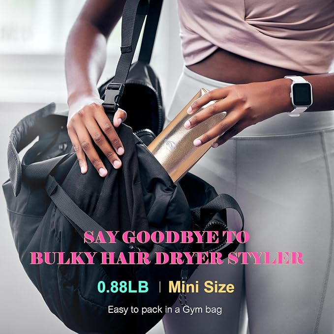 Dual Voltage Travel Hair Dryer Brush, One Step Mini Hot Air Brush Styler & Dryer, Hair Trends Nano Titanium 2 Inch Oval Shape Volumizer, Europe Travel Essentials for Women