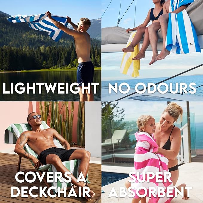 Dock & Bay Beach Towel - Quick Dry, Sand Free - Compact, Lightweight - 100% Recycled - Includes Bag - Cabana Light - Bora Bora Beige - Large (160x90cm, 63x35)