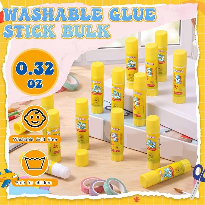 Zubebe 0.25 oz White Glue Sticks in Bulk for Classroom, Washable Glue Stick for Crafts Home Back to School Students Teachers Employees Scrapbooking Crafting Supplies (1000 Pcs)