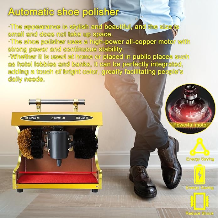 Sangeuhhlk Electric Shoe Buffer, Shoe Polisher Automatic Stainless Steel Dust Removal Polishing Clean Kit for Home Hotel Bank