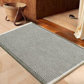 IM HOME Waffle Bath Mat Green & Cream 24"x17",Boho Woven Modern Bath Mat Rugs, Absorbent Non Slip Bathroom Rugs, Soft Washable Bath Rugs with Tassels for Bedroom, Kitchen, Shower, Tub