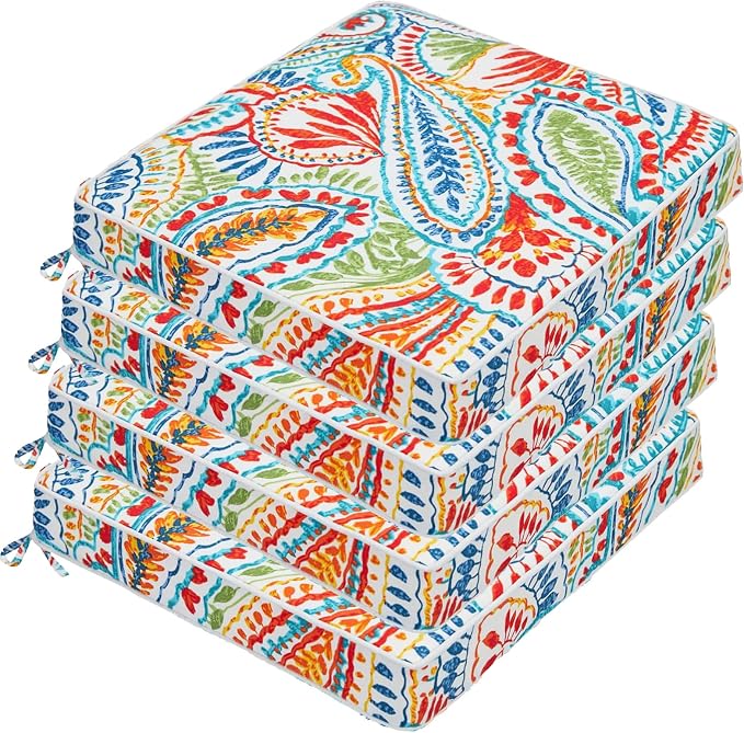 JMGBird Patio Chair Cushion Seat Cushion Chair Cushion Outdoor Chair Pads | 19x19 Outdoor Chair Cushions Set of 4 Waterproof Patio Seat Cushions with Ties Outdoor Cushions for patio furniture