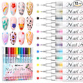 SAVILAND Nail Art Pens Set: 12 Colors 0.5MM Quick-Drying 3D Nail Polish Pens Ultra-Fine Tip Paint Markers for Precise Dotting, Liner & Detailing Design for Beginners, DIY Home Salon Manicure Supplies