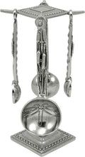 Crosby & Taylor Dragonfly Pewter Measuring Spoon Set on Pewter Display Post