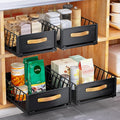 Pull out Cabinet Organizer,Heavy Duty Slide out Pantry Shelves Drawer Storage with Adhesive Nano Film,Sliding Mesh Cabinet Basket with Handle for Kitchen, Bathroom, Home, 11.8"W X 15.7"D X6.2"H,Black