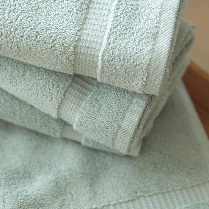 SALBAKOS 6-Piece 100% Turkish Cotton Hand Towels, 16x30 inch, Seafoam Green | Large Size Thick Super Soft Highly Absorbent, Versatile Hair Face & Hand Drying Towel, Premium Hotel Quality Made in Turkey