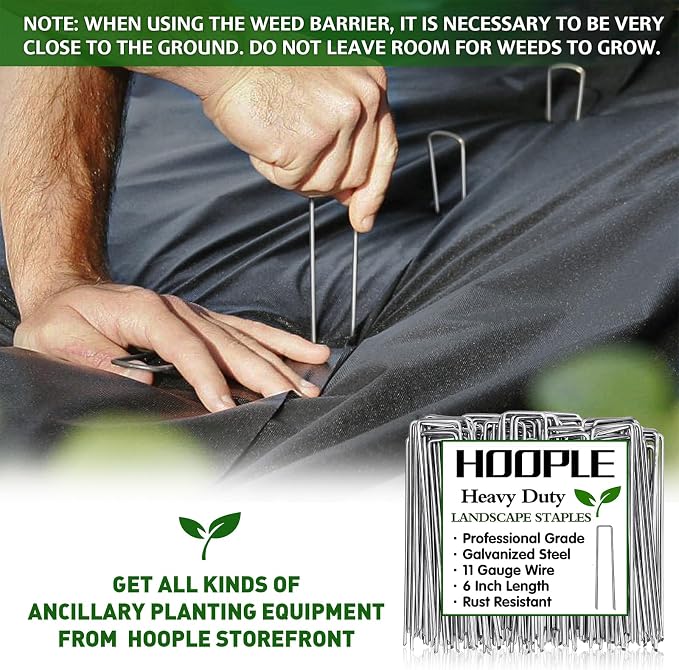 HOOPLE 4ftx180ft Weed Barrier Fabric Heavy Duty | Landscape Fabric | Commercial Woven Geotextile for Gardens, Driveways & Flower Beds | Thick Weed Control Landscaping Fabric