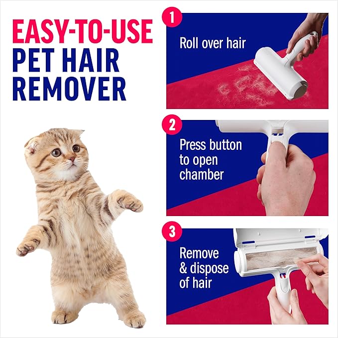 Chom Chom Roller Pet Hair Remover and Mini Reusable Lint Roller - ChomChom Cat and Dog Hair Remover for Furniture, Couch, Carpet + Mini ChomChom for Clothes