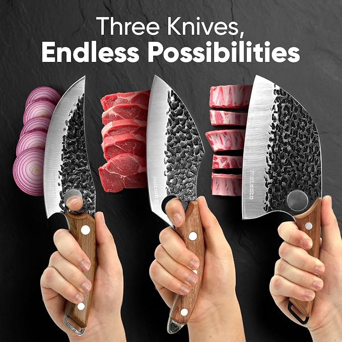 Matsato Knife Set 3-Piece Kitchen Knives, Cooking Chef Knife Set | Cleaver, Kitchen And Chef Cutting and Chopping Knives Sets Juego De Cuchillos Para Cocina