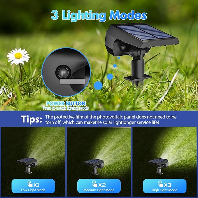 NYMPHY Solar Lights Outdoor Waterproof - 6 Pack (Cool White) | 56 LED 3 Lighting Modes IP68 Waterproof Solar Powered Garden Yard Spot Solar Lights for Outside Landscape